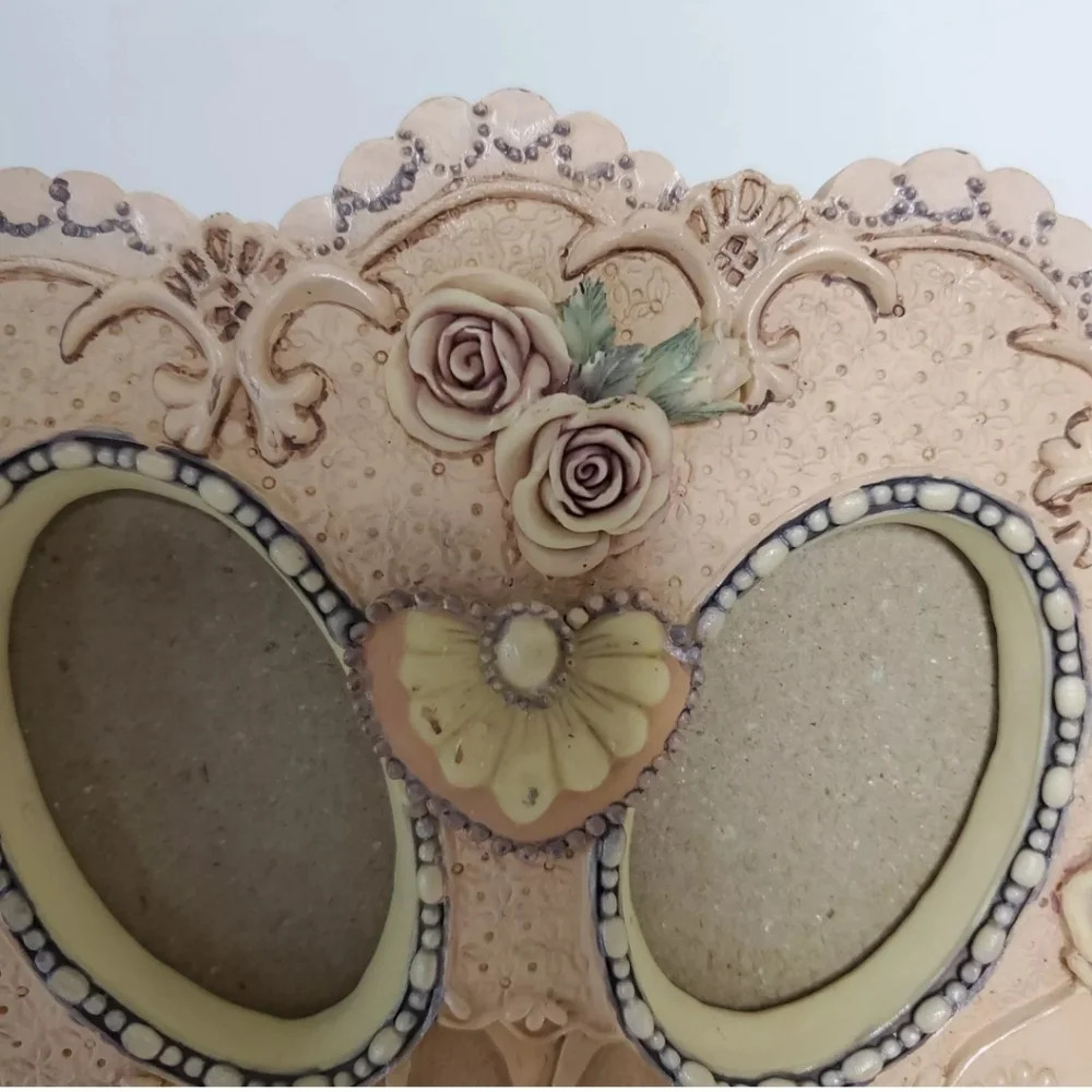 Victorian Hand Painted Rose Design Fan Double Photo Frame for 2x3 Photos - Picture 7 of 10